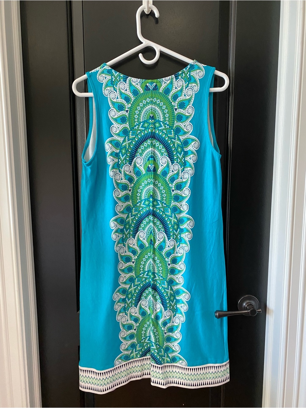 New York & Company Teal Printed Tank Dress - Picture 2 of 3